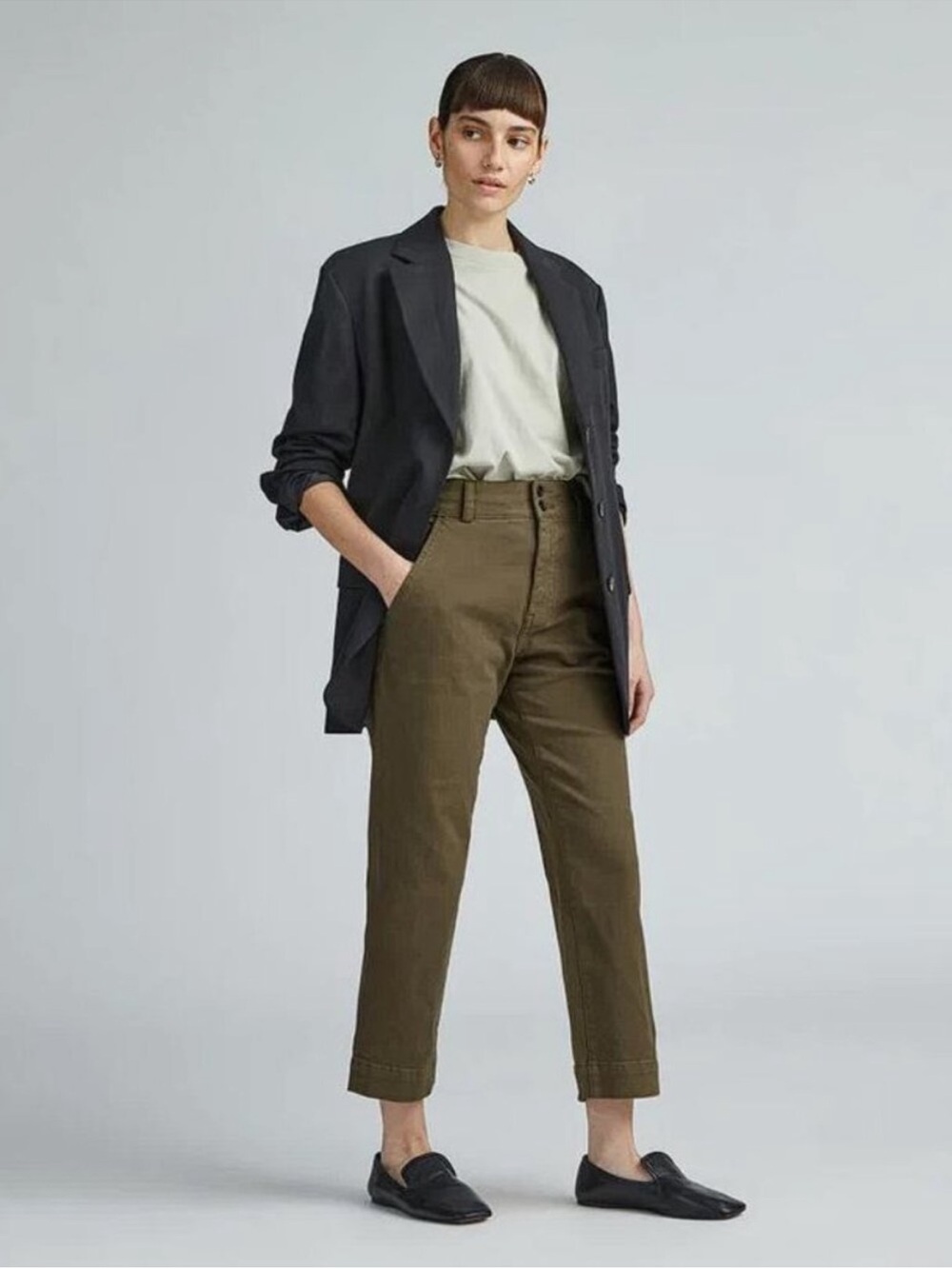 Everlane Organic Straight-Leg Pant in Beech Green